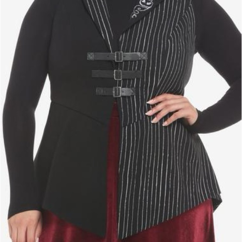 Hot Topic Women's Nightmare Before Christmas Buckle Pinstripe Vest